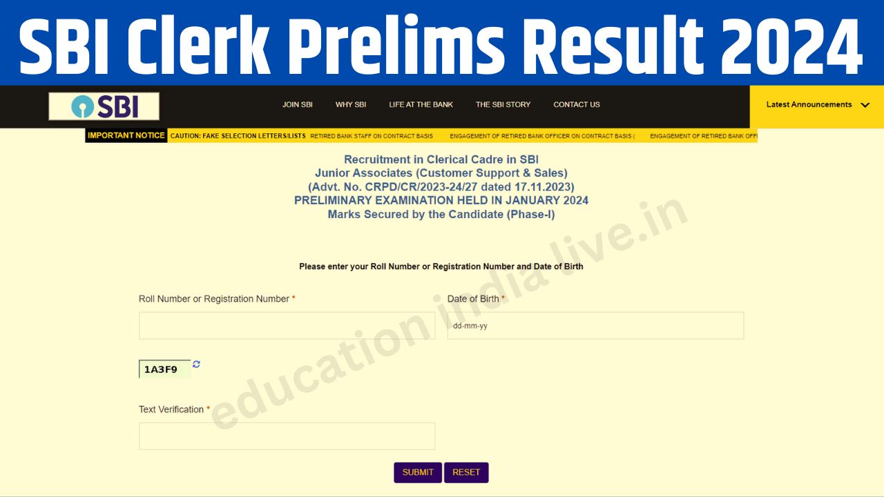 SBI Clerk Prelims Result 2024 यहां से चेक करें एसबीआई क्लर्क प्रीलिम्स