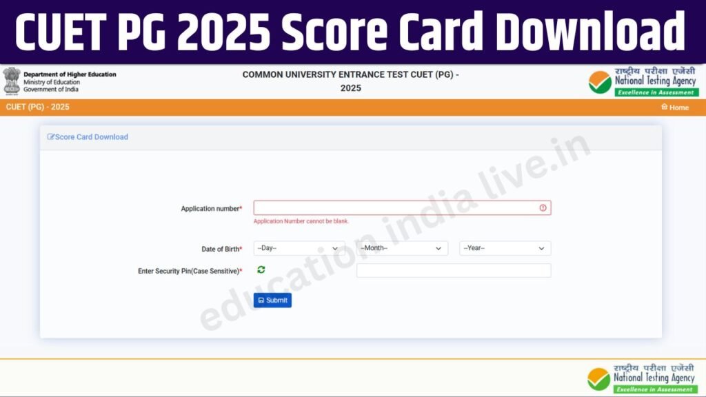 CUET PG Result 2025 Score Card Download Link: सीयूईटी पीजी रिजल्ट यहां ...